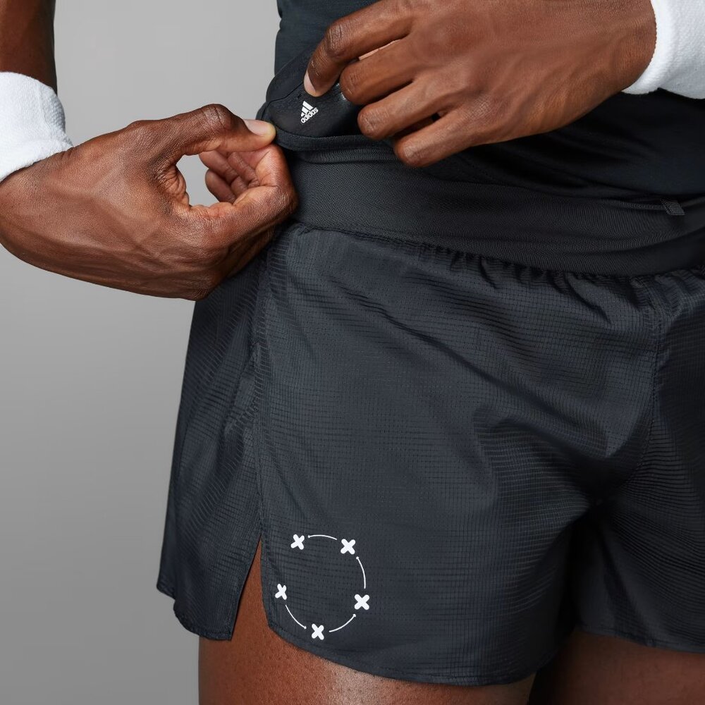 NEW adidas Men NYC Running Black Short Athletic Shorts Reflective - Picture 5 of 8